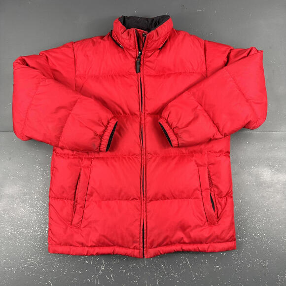 Lands' End Other - Lands End Goosedown Puffer Jacket Teen Boys Large Red Navy Reversible Thick Fill